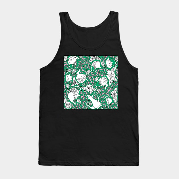 Tea Time Green Tank Top by HLeslie Design